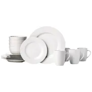 Vajilla blanca Amazon Basics para 4 personas, 16 piezas.