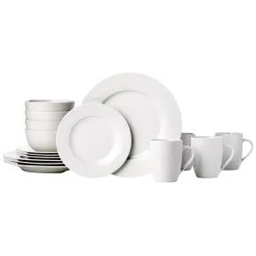 Vajilla blanca Amazon Basics para 4 personas, 16 piezas.