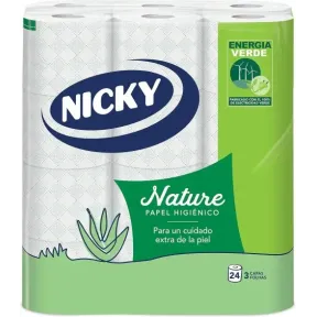 Papel Higiénico Nicky Nature 3 Capas, 24 Rollos