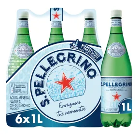 Agua con Gas San Pellegrino 6 botellas de 1L