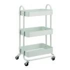 Carrito multiuso verde menta de tres niveles con ruedas