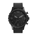 Reloj cronógrafo Fossil Nate de 50 mm, piel negra (JR1354)