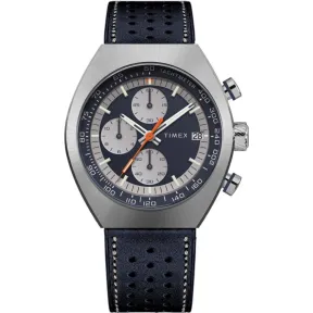 Reloj Timex Legacy 42mm: Cronógrafo Azul y Gris con Piel