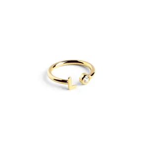 Anillo de Oro Personalizado Letter Diamond para Mujer