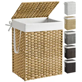 Cesta Plegable de Ropa Sucia 90 L con Tapa y Asas