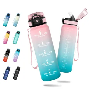 Botella de Agua con Pajita 1L, Ideal para Gimnasio.