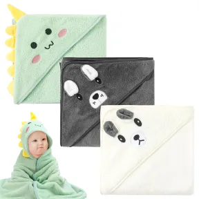 Toalla de baño orgánica para bebé con capucha - 3 piezas