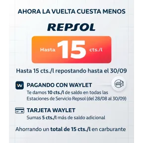 Descuentos Repsol: Ahorra hasta 15 céntimos por litro