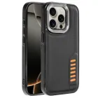 Funda Negra de TPU y Polipiel Reforzada para iPhone 16 Pro