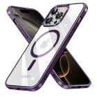 Funda Transparente Magnética con Borde Violeta para iPhone 16 Pro