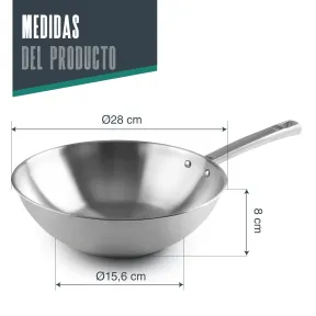 Wok Antiadherente de Acero Inoxidable 28cm - LACOR