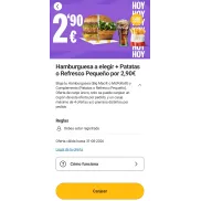 Fin de semana: Hamburguesa + patatas o refresco por 2,90€