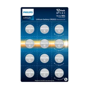 Paquete de 12 CR2032 3 Volt de Philips de Litio