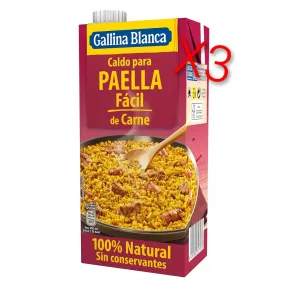 Caldo de carne Gallina Blanca para paella 1 lt, 3 unidades
