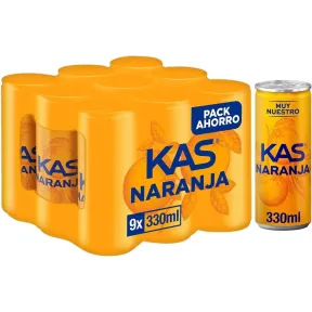 27 latas Kas naranja 330ml a solo 0,43€ cada una