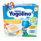 Yogolino Melocotón Plátano sin Azúcar, 4 x 100g para 6+ Meses