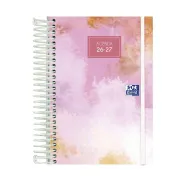 Agenda 2026-2027 Rosa, Día por Página, Oxford Aura 12x18 cm