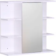 Armario de baño con espejo y 6 estantes, 64 x 62 x 21 cm.