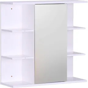 Armario de baño con espejo y 6 estantes, 64 x 62 x 21 cm.