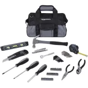 Juego de herramientas básicas Amazon Basics, 65 piezas y bolsa.
