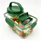 Ensaladera Auvstar 1400ml con Compartimento para Salsas y Tenedor