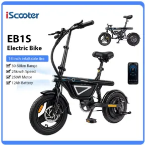 Bicicleta Plegable IScooter EB1S: 250W, 25km/h, 14" Inflables