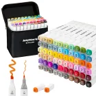 60 Colores de Rotuladores Alcohol con Punta Fina y Biselada