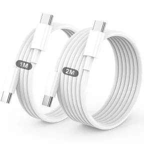 Cable USB C Rápido 1M+2M 60W para iPhone y más