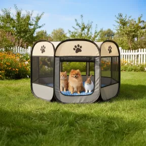 Parque Plegable Multicolor para Cachorros, 58x91 cm