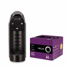 Delta Q Mini Qool Gris - Pack Cafetera y 40 Cápsulas XL