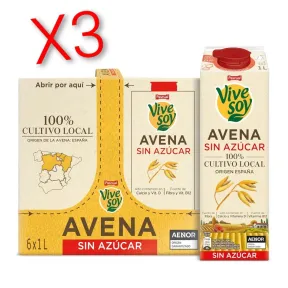 Bebida de Avena Sin Azúcar Vivesoy - Pack 6 x 1L