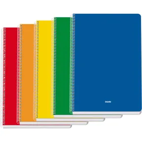 Cuadernos A4+ Espiral 5 colores, 80 hojas cuadriculadas