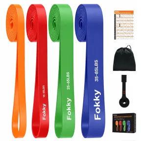 Set de 4 Gomas Elásticas para Musculación con Anclaje y Bolsa