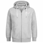 Sudadera gris jaspeado con capucha y cremallera para hombre
