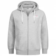 Sudadera gris jaspeado con capucha y cremallera para hombre
