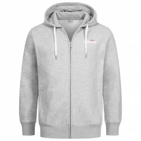 Sudadera gris jaspeado con capucha y cremallera para hombre