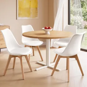 Sillas de comedor VASAGLE, piel sintética y madera de haya.