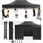 Carpa Plegable Negra 3x4,5m Impermeable con Pared Lateral