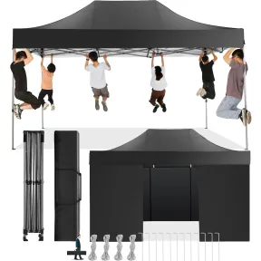 Carpa Plegable Negra 3x4,5m Impermeable con Pared Lateral