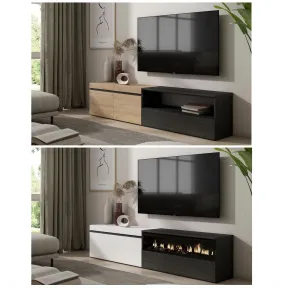 Mueble para salón con chimenea 200x45x35cm, TV hasta 80"