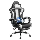 Silla Gaming Ergonómica Blanca con Masajeador y Reposapiés