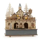Caja de música y lámpara de madera Little Village 24x21x11cm