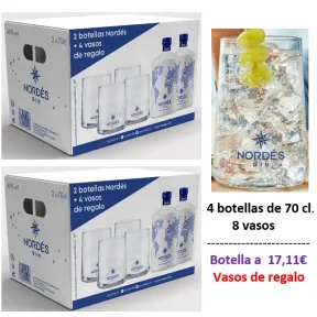Nordés Premium Ginebra | 4 botellas de 70 cl + 8 vasos | 17.11€