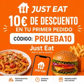 Primer pedido en Just Eat: 10€ de descuento en 20€