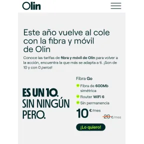 Olin 600mb simétricos de fibra óptica