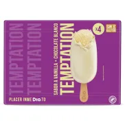 Chocolate blanco Temptation: Helado bombón 4 x 84 g