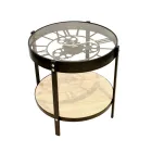 Mesa Auxiliar Redonda Pequeña Negra con Reloj - HOME DECO FACTORY