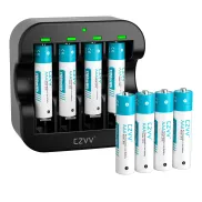 LCD Cargador de Pilas Recargables AAA Litio 1,5V - 8x