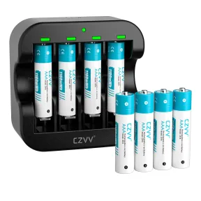 LCD Cargador de Pilas Recargables AAA Litio 1,5V - 8x