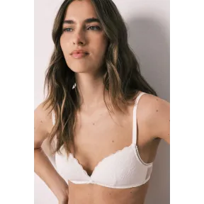 Sujetador blanco de encaje triangular
